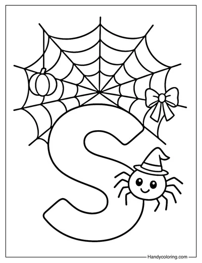 Letter S Spider Web Coloring Page