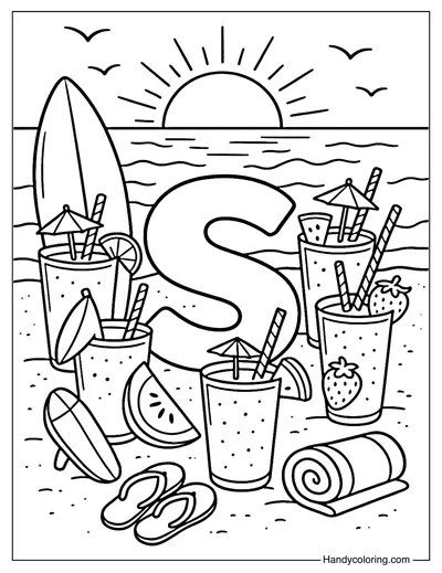 Letter S Sunset Smoothie Coloring Page