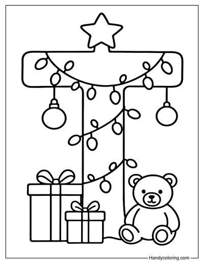 Letter T Christmas Tree Coloring Page