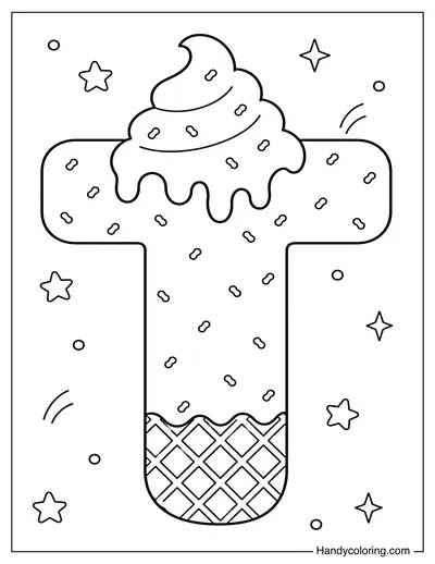 Letter T Ice Cream Bubble Alphabet