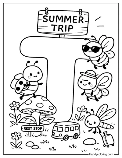 Letter T Tiny Travelers Coloring Page