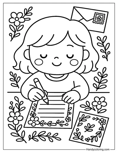 Letter to a Friend Coloring Page