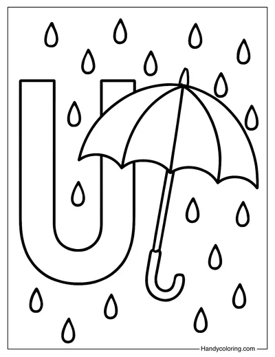 Letter U for Umbrella Coloring Page