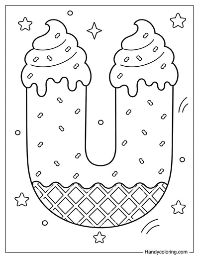 Letter U Ice Cream Bubble Alphabet
