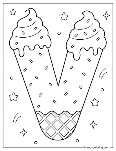Letter V Ice Cream Bubble Alphabet