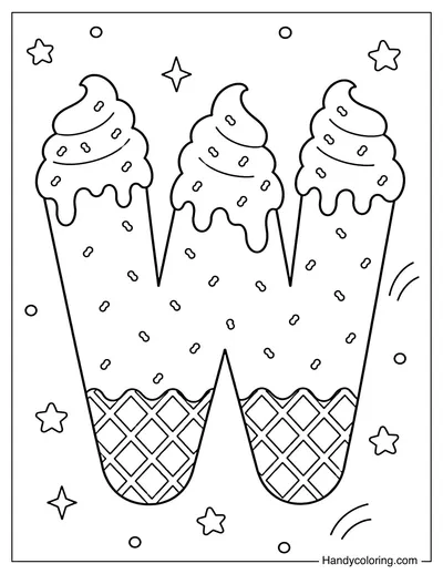 Letter W Ice Cream Bubble Alphabet