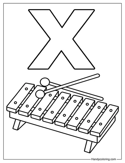 Letter X for Xylophone Coloring Page