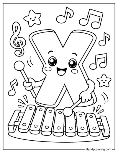 Letter X Playing a Xylophone