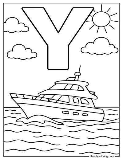 Letter Y for Yacht Coloring Page
