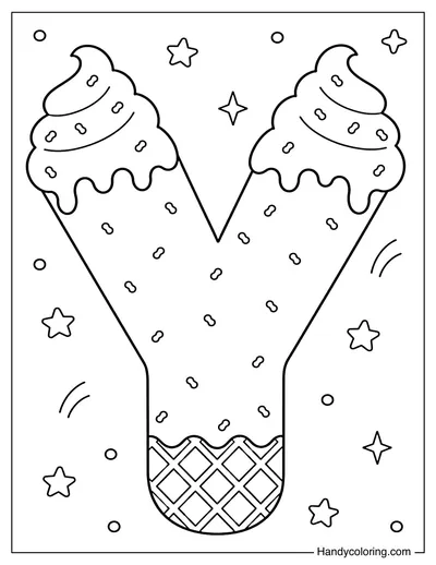 Letter Y Ice Cream Bubble Alphabet