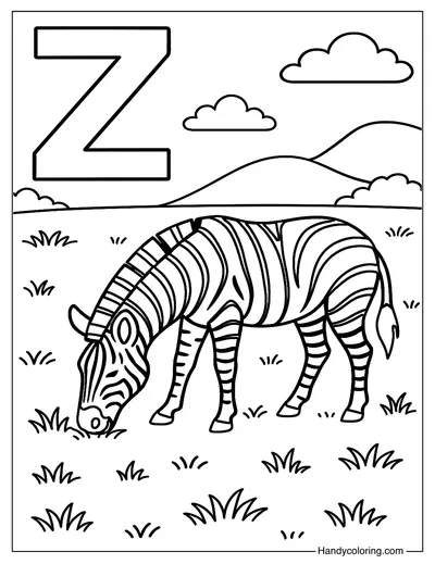 Letter Z for Zebra Coloring Page