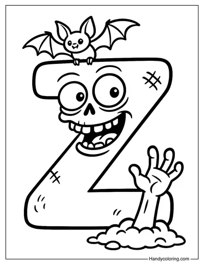 Letter Z Zombie Coloring Page