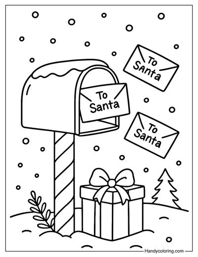 Letters to Santa Mailbox Coloring Page