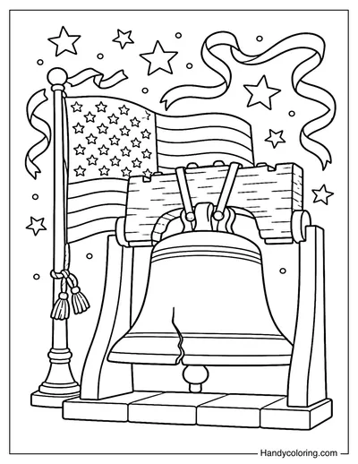 Liberty Bell With American Flag And Stars