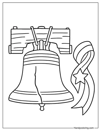 Liberty Bell with Ribbon Coloring Page