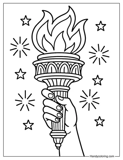 Liberty Shining Torch Coloring Page