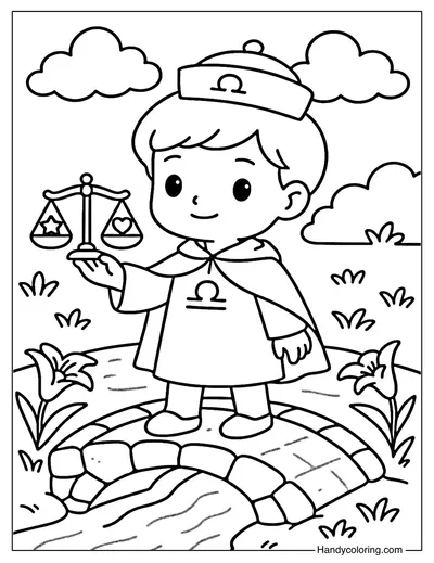 Libra Star Balance Coloring Page