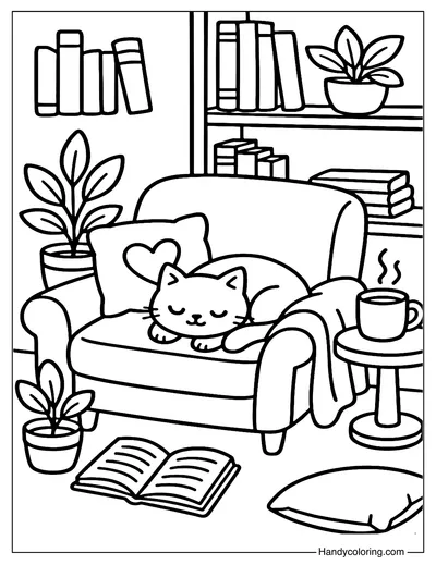 Library Day Nook Coloring Page