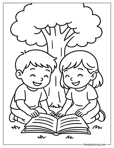 Library Friends Coloring Page