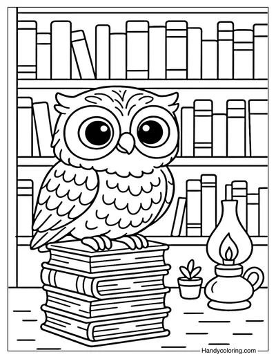 Library Guardian Owl Coloring Page