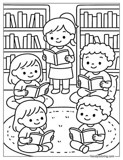 Library Visit Coloring Page