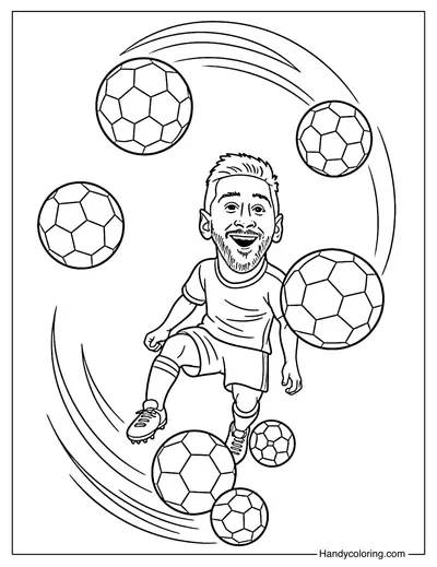 Lionel Messi Playful Juggling Coloring Page