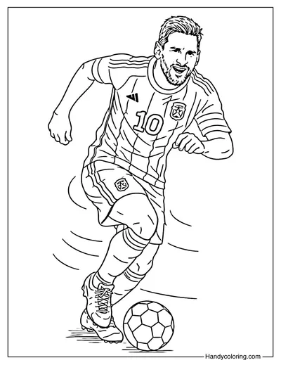 Lionel Messi Speed Lines Coloring Page