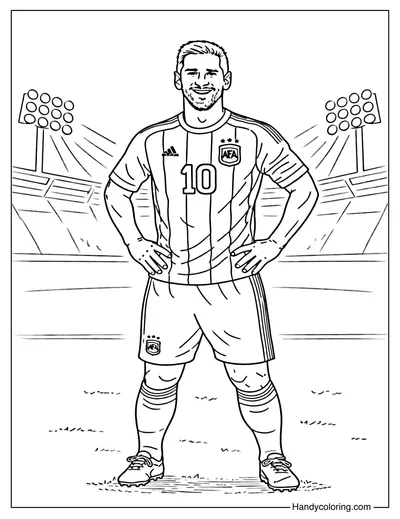 Lionel Messi Stadium Light Coloring Page