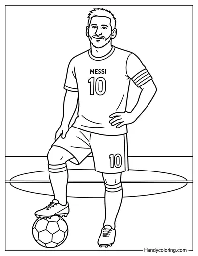 Lionel Messi Standing with Soccer Ball