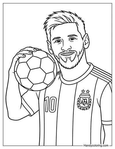 Lionel Messi with Ball on Shoulder