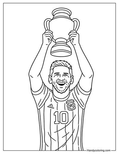 Lionel Messi World Champion Coloring Page