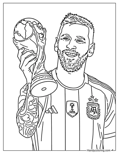 Lionel Messi World Cup Victory Coloring Page