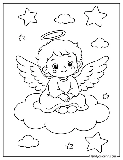 Little Angel Sitting on a Cloud