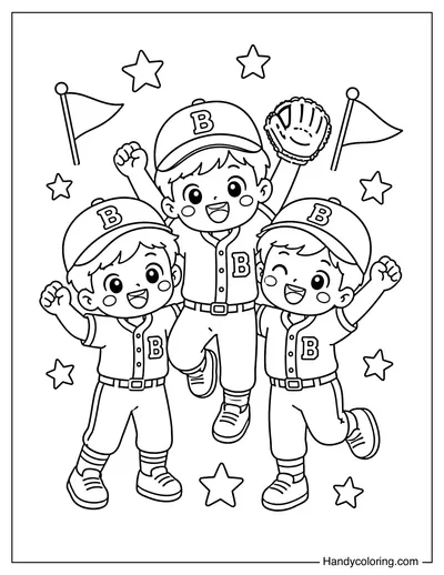 Little Baseball Team Celebrating