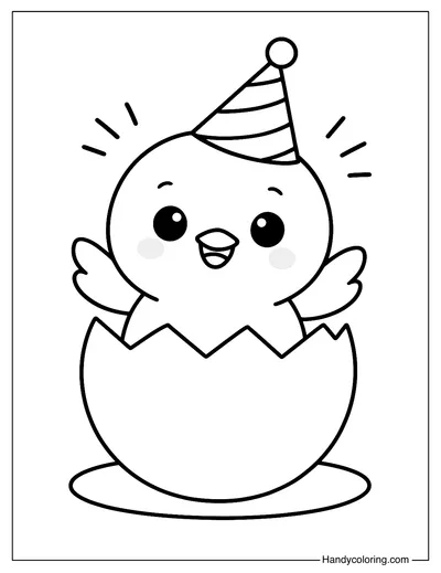 Little Chick in an Eggshell Coloring Page