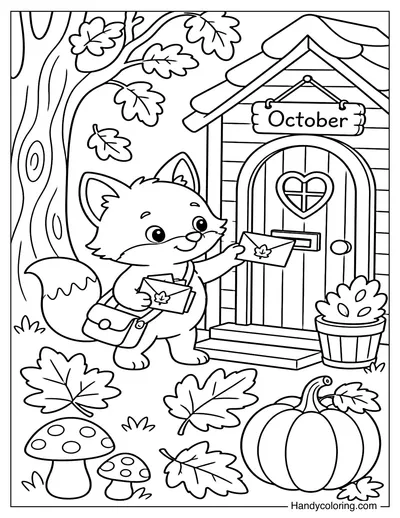 Little Fox Delivering Autumn Mail