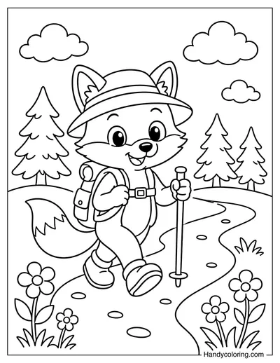 Little Fox Hiking on a Forest Trail