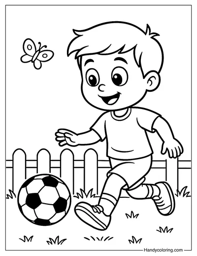 Little Kicker in Backyard Coloring Page
