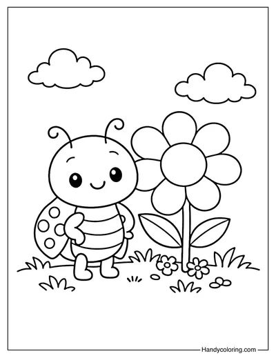 Little Ladybug with Flower