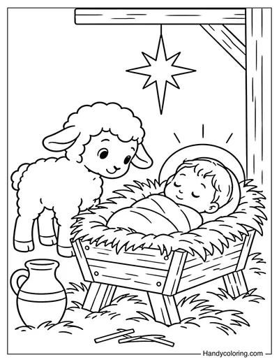 Little Lamb Beside Baby Jesus