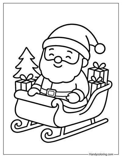 Little Santa Mini Sleigh Coloring Page
