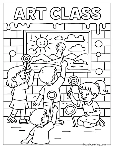 Lollipop Art Class Coloring Page