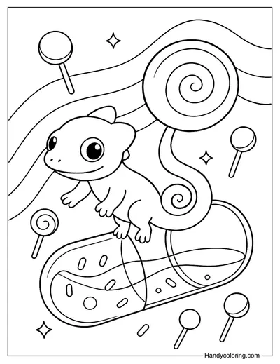 Lollipop Lizard Capsule Coloring Page