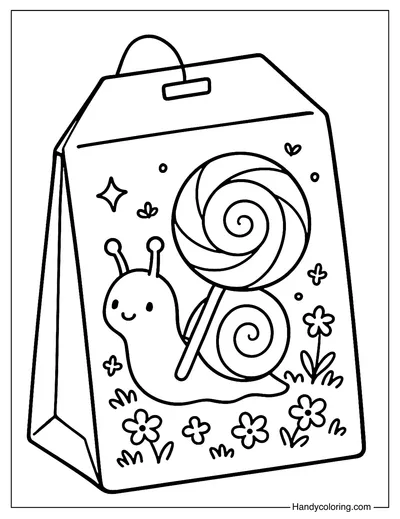 Lollipop Snail Tea Bag Coloring Page