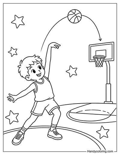 Long Distance Basketball Arc Shot