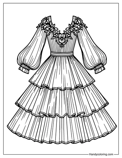 Long Dress Coloring Sheeet