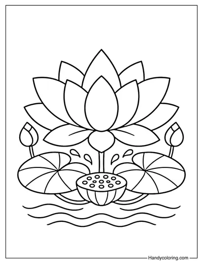 Lotus Flower Simple Coloring Page