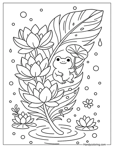Lotus Pond Feather Ride Coloring Page