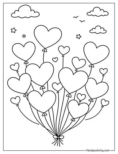 Love Balloons Coloring Page