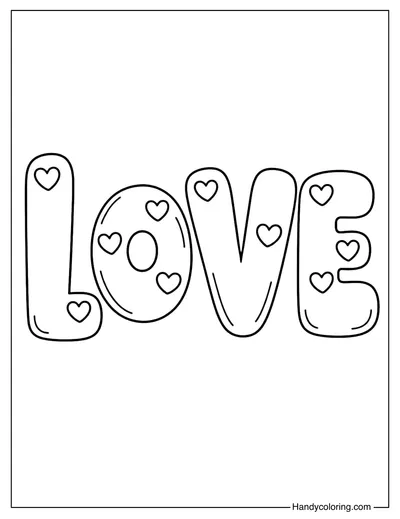 Love Bubble Letters Coloring Page